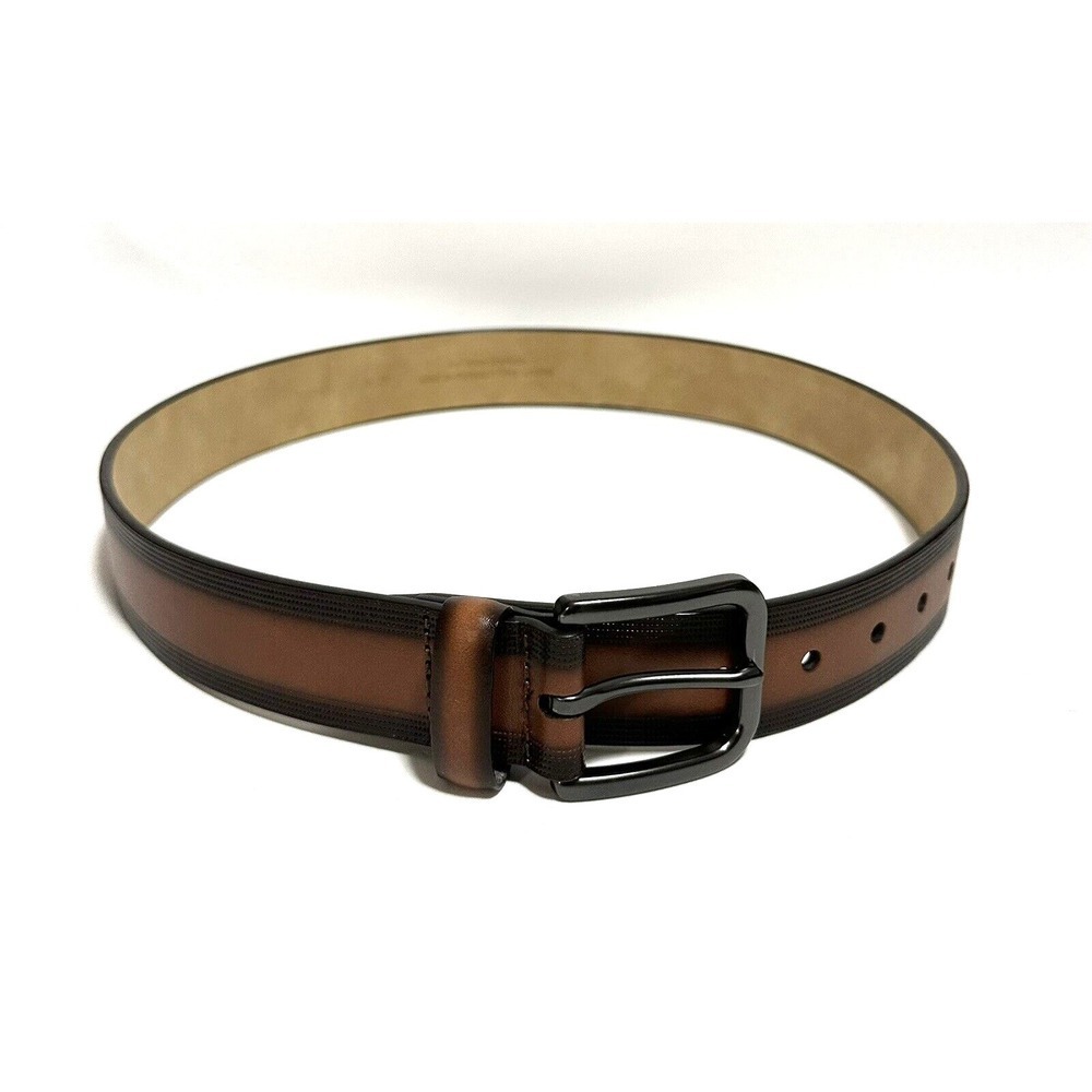 The Men's Store Bloomingdale's Leather Belt 30/75 Full Grain Cowhide Brown Black